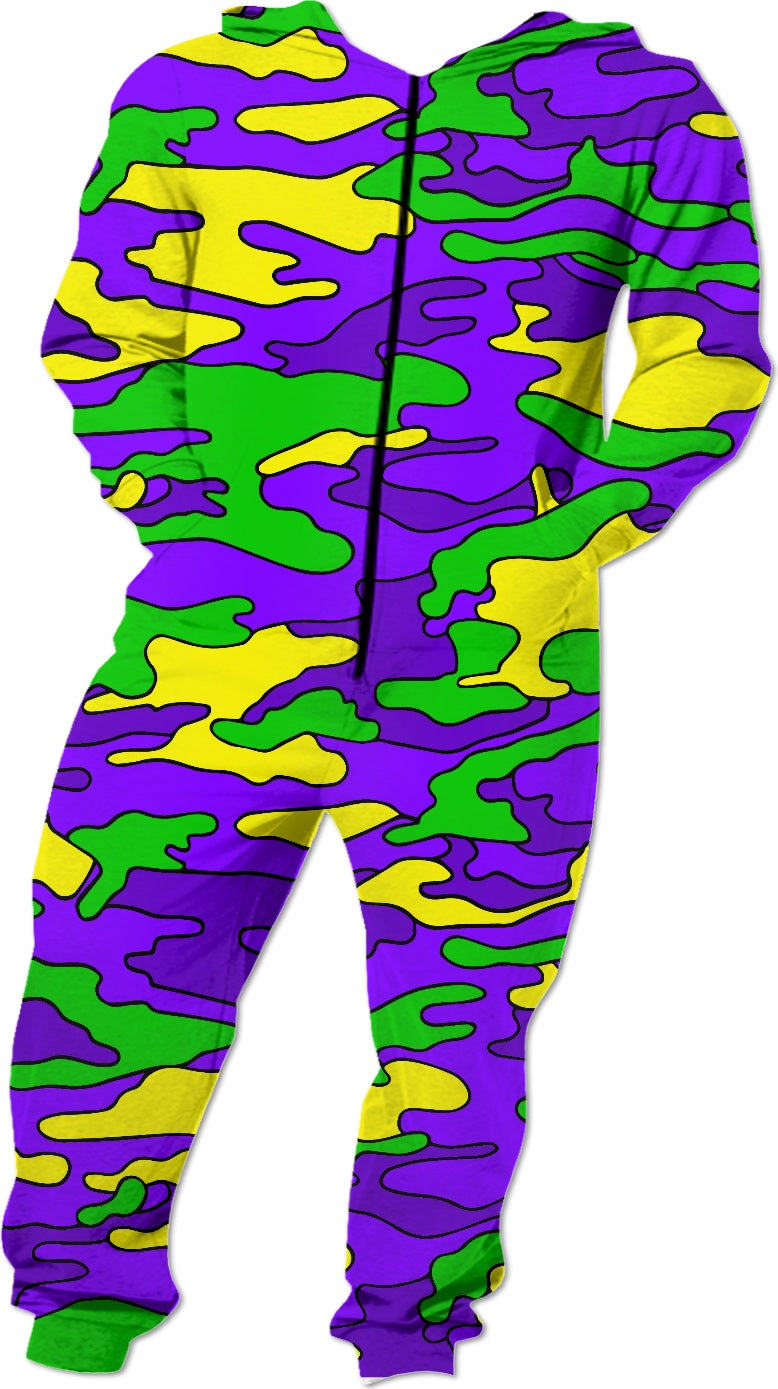 Mardi Gras Colored Camo Onesie