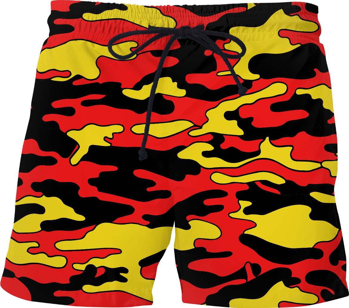 Red & Yellow Camo Swim Shorts