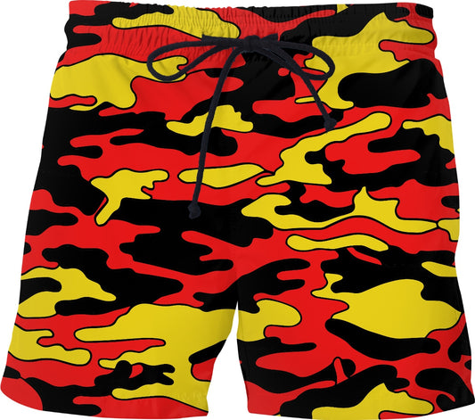 Red & Yellow Camo Swim Shorts