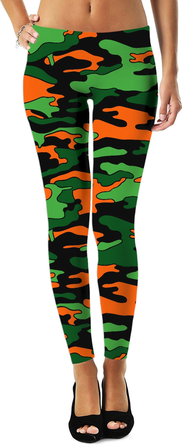 Orange & Green Camo Leggings