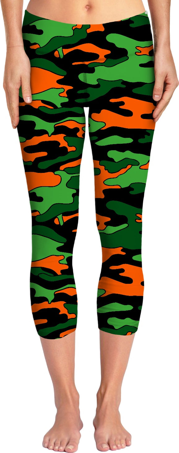 “Orange & Green Camo” Yoga Pants