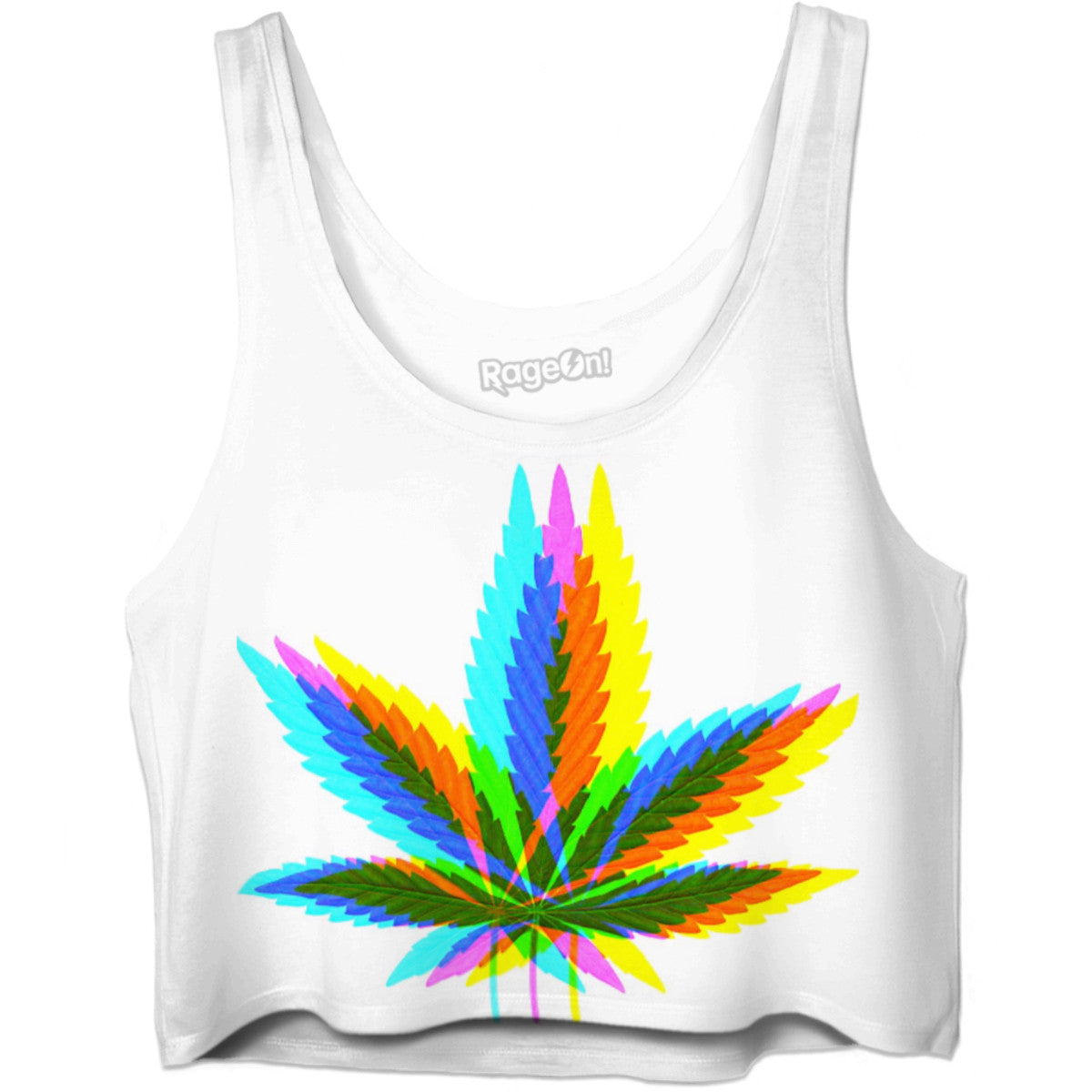 Rainbow Weed Leaf Crop Top