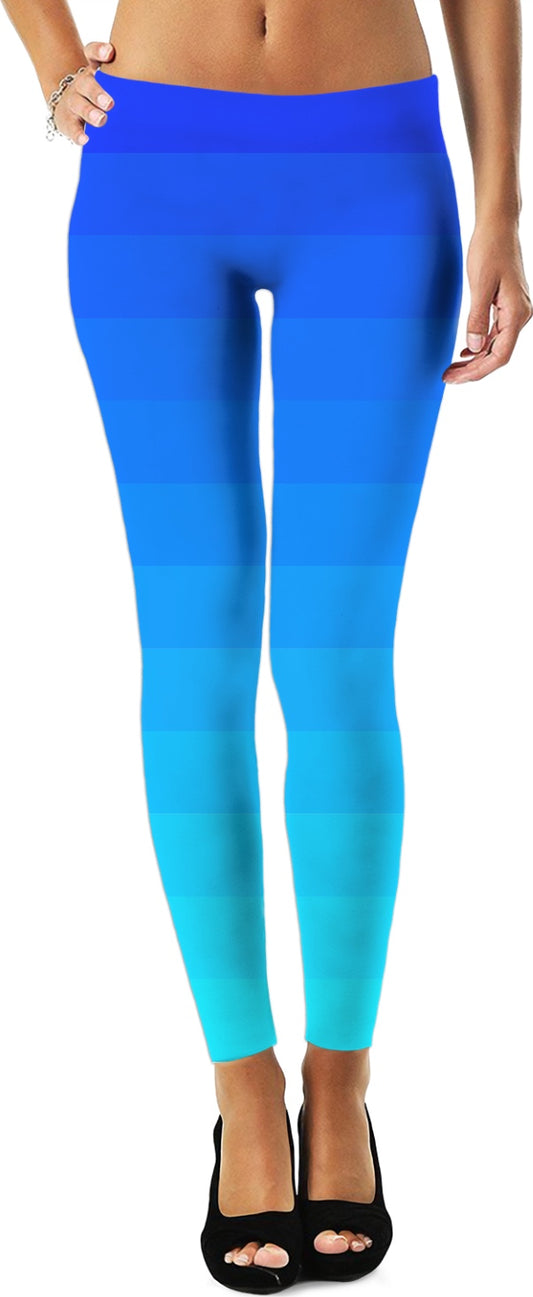 Blue Striped Ombre Leggings