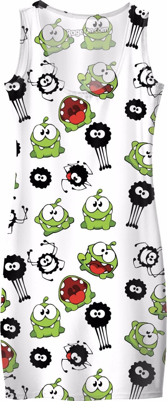 Om Nom & Spider Pattern Simple Dress