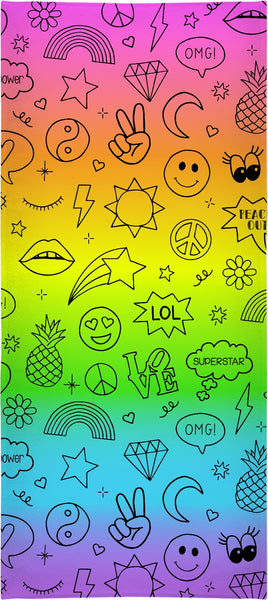 Fun Outlined Icons Towel
