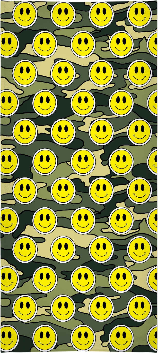 Smiley Green Camo Towel