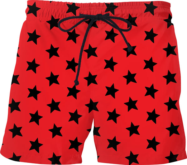Black Stars Red Shorts Swim Trunks