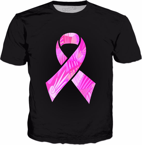 Pink Ribbon Breast Cancer Awareness Classic Black T-Shirt