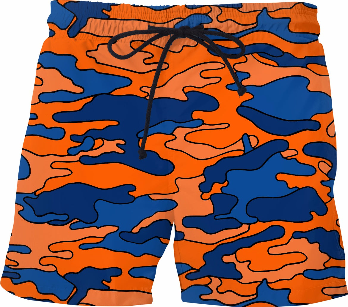 Orange & Blue Camo Swim Trunks