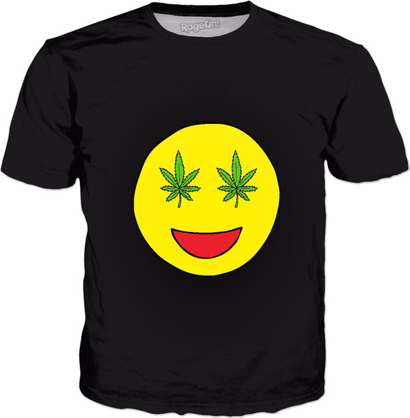 Smiley Weed Eyes Classic Black T-Shirt