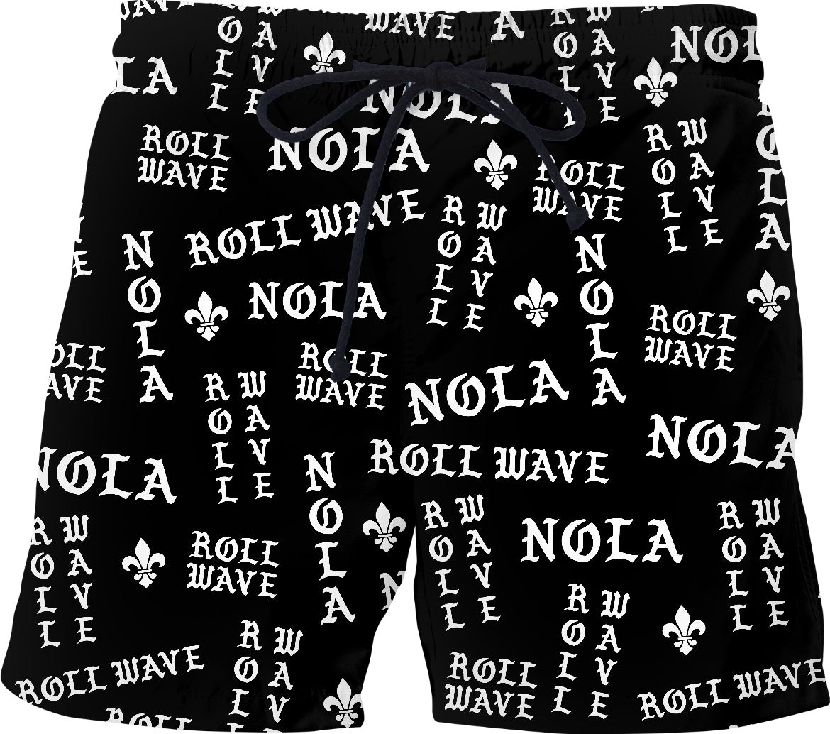 Roll Wave Black and White Swim Shorts