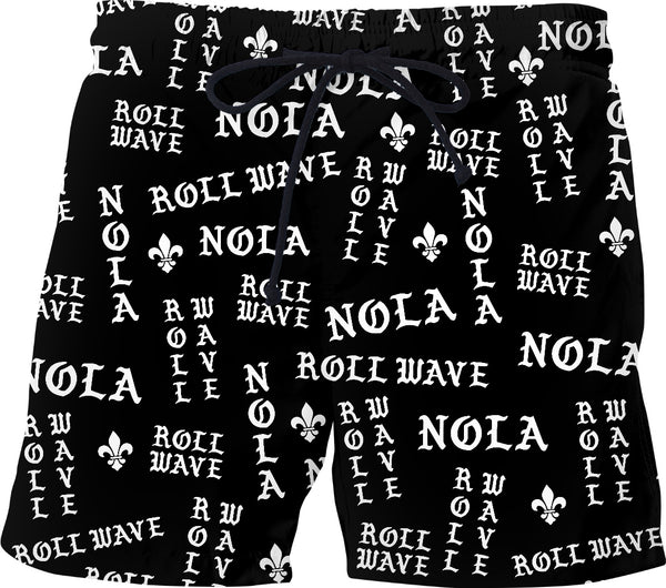 Roll Wave Black and White Swim Shorts