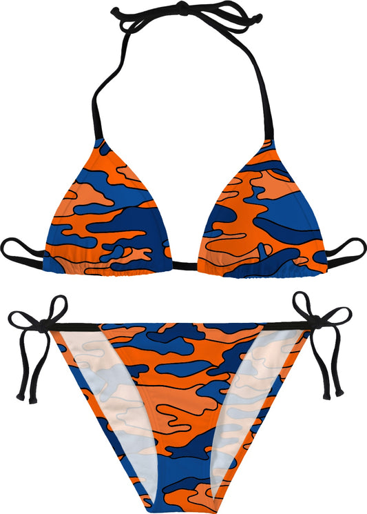 Orange & Blue Camo Bikini