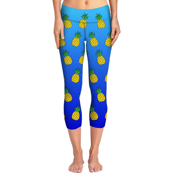Pineapple Blue Ombre Yoga Pants