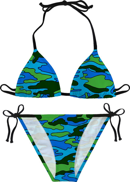 Green & Blue Camo Bikini