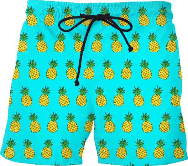 Tilted Pineapple Turquoise Swim Shorts