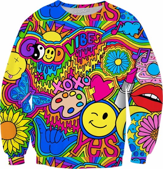 Good Vibes Hippie Collage Sweatshirt