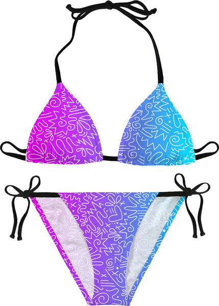 Doodle - Pink & Blue Ombre Bikini