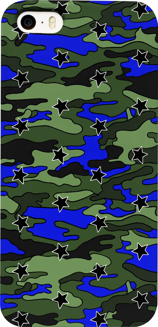 Black, Blue, Green Camo Stars Phone Case