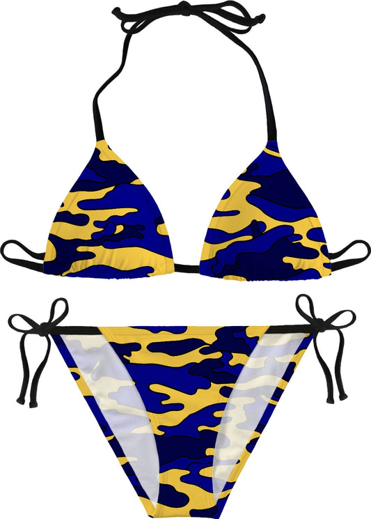 Blue & Yellow Camo Bikini