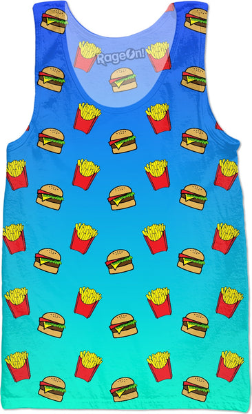 Burger & Fries - Blue Ombre Tank Top