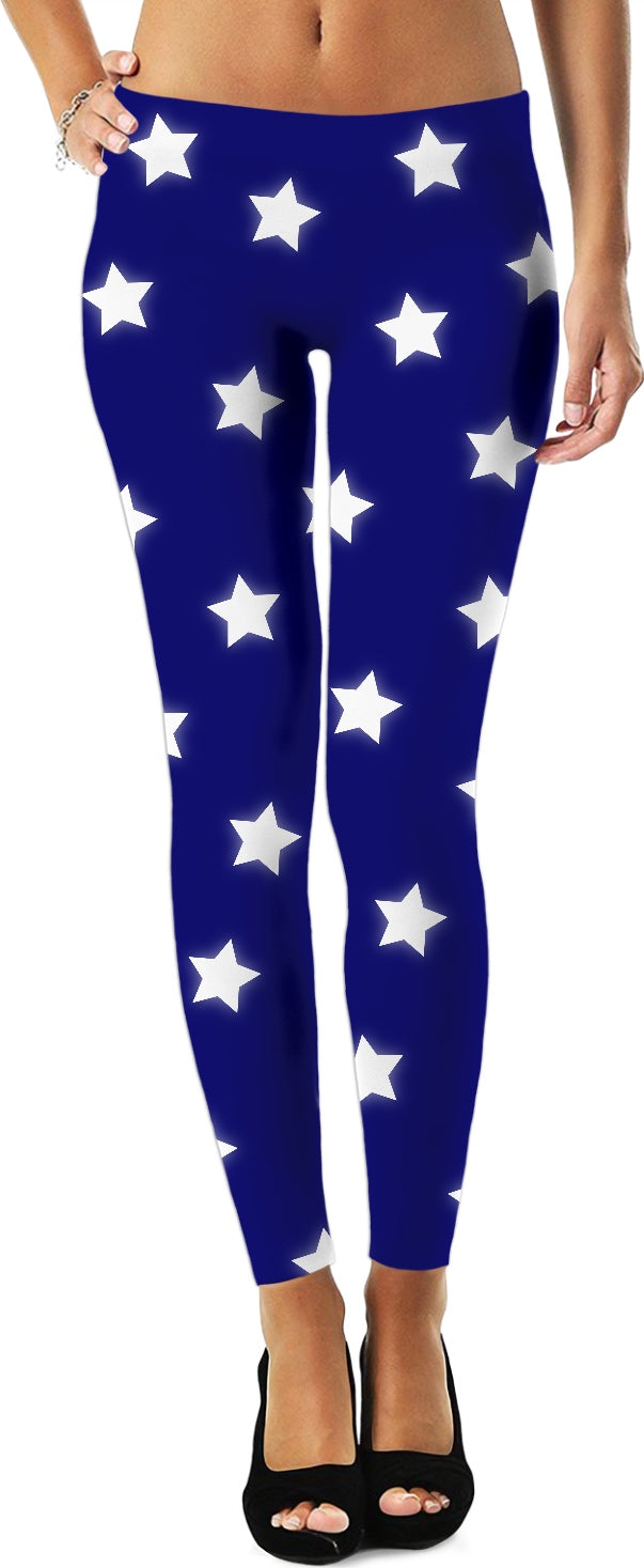 White Stars Navy Leggings