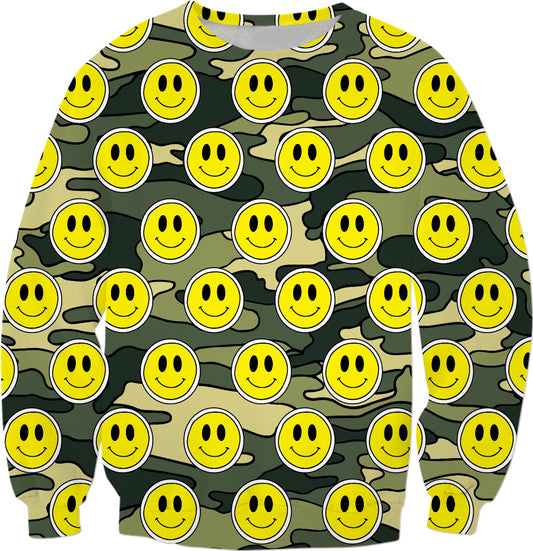 “Smiley Green Camo” Sweatshirt