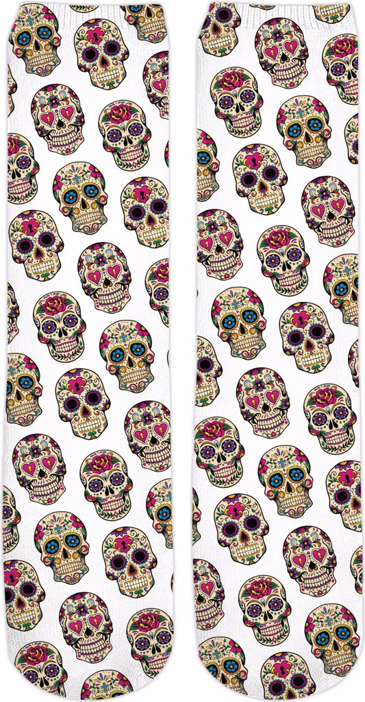 Candy Skulls Pattern Crew Socks