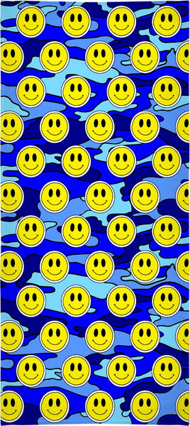 “Smiley Blue Camo” Beach Towel