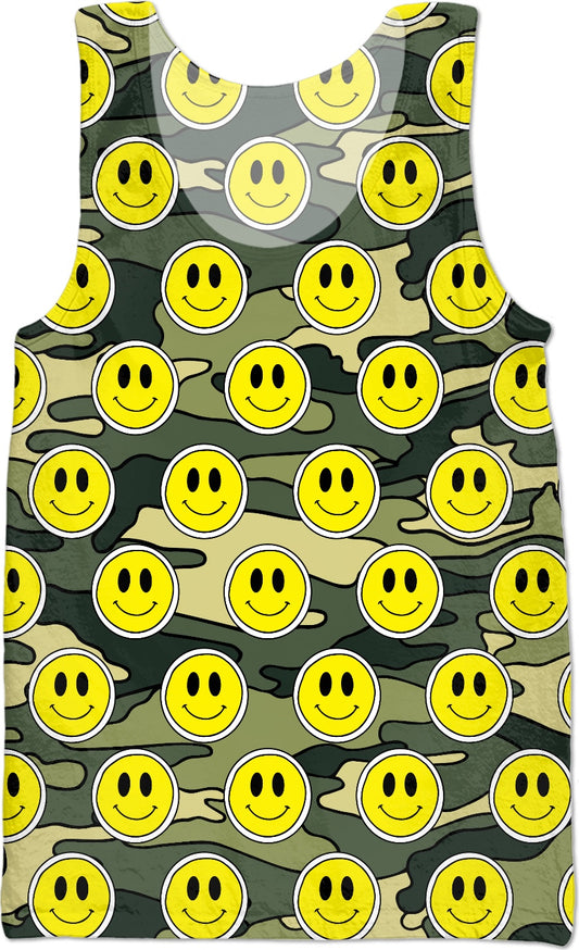 Smiley Green Camo Tank Top