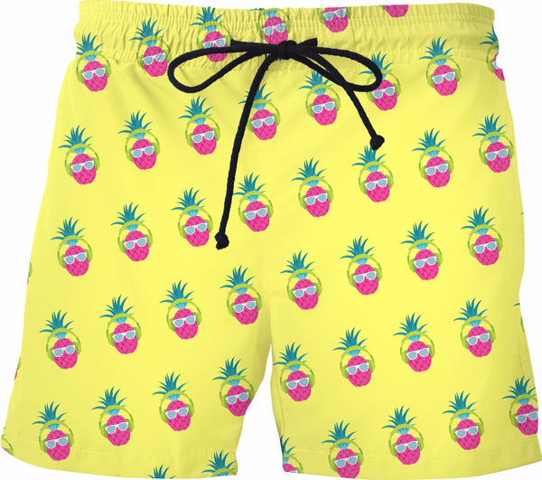Party Pineapple Pattern Swim Shorts