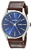 Nixon Sentry Leather Blue and Brown Watch