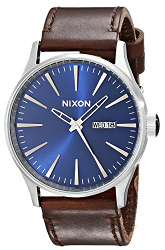Nixon Sentry Leather Blue and Brown Watch