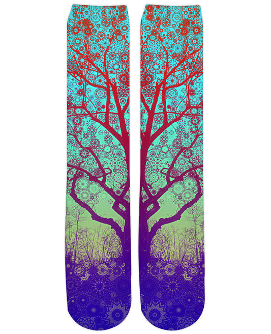 Red Star Trip Tree Knee High Socks