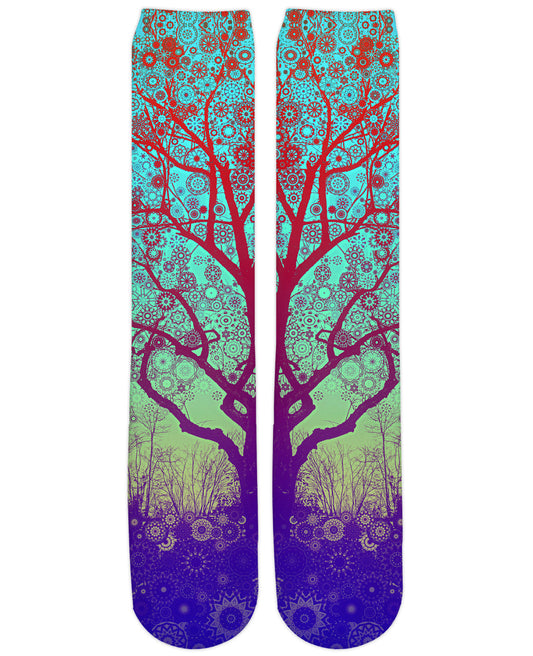 Red Star Trip Tree Knee High Socks