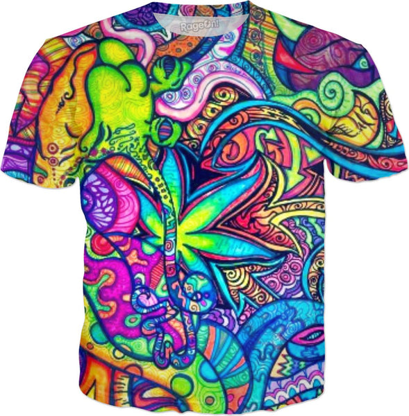 Psychedelic Space Astronaut T-Shirt Mit Psilocybin Molekül