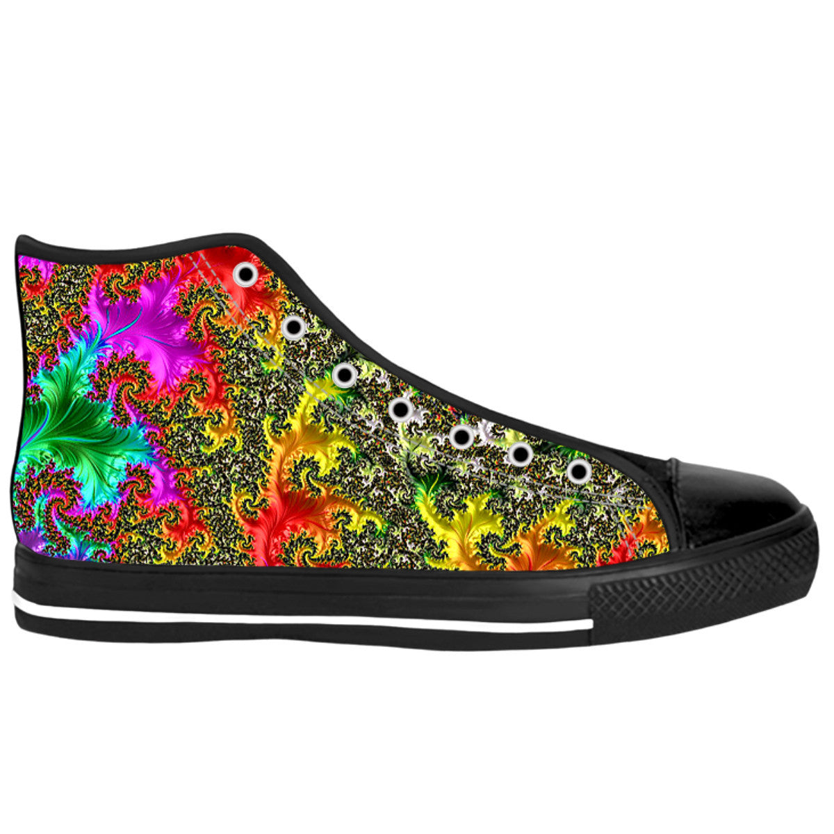 Rainbow Fractal High Top Shoes