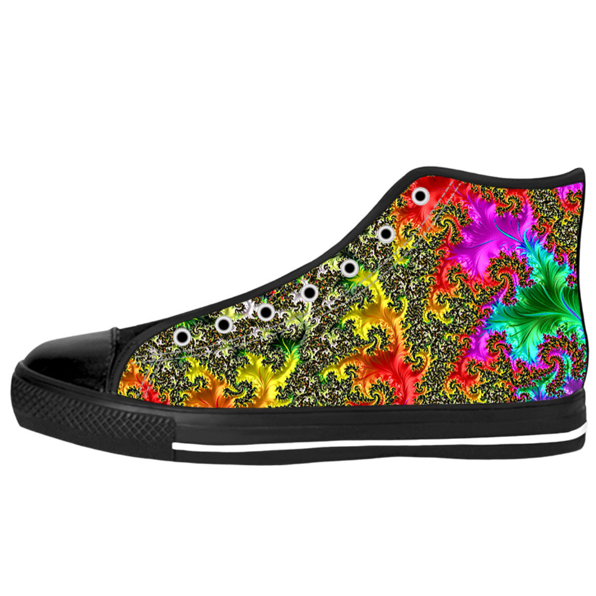 Rainbow Fractal High Top Shoes