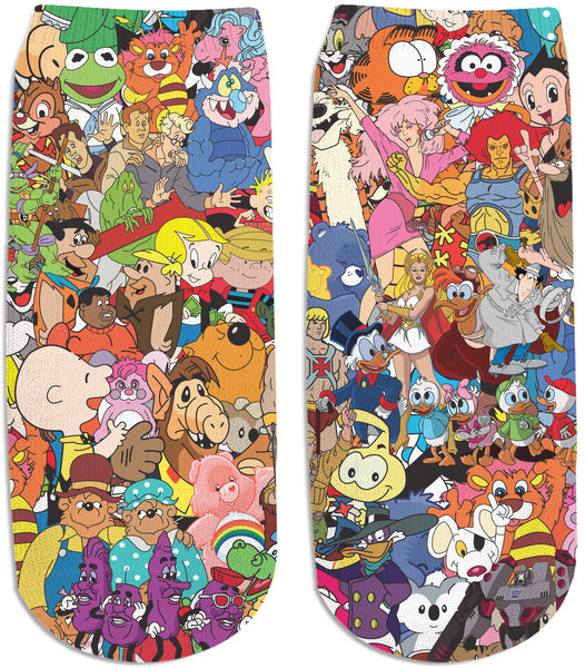 80's Cartoon Collage Ankle Socks
