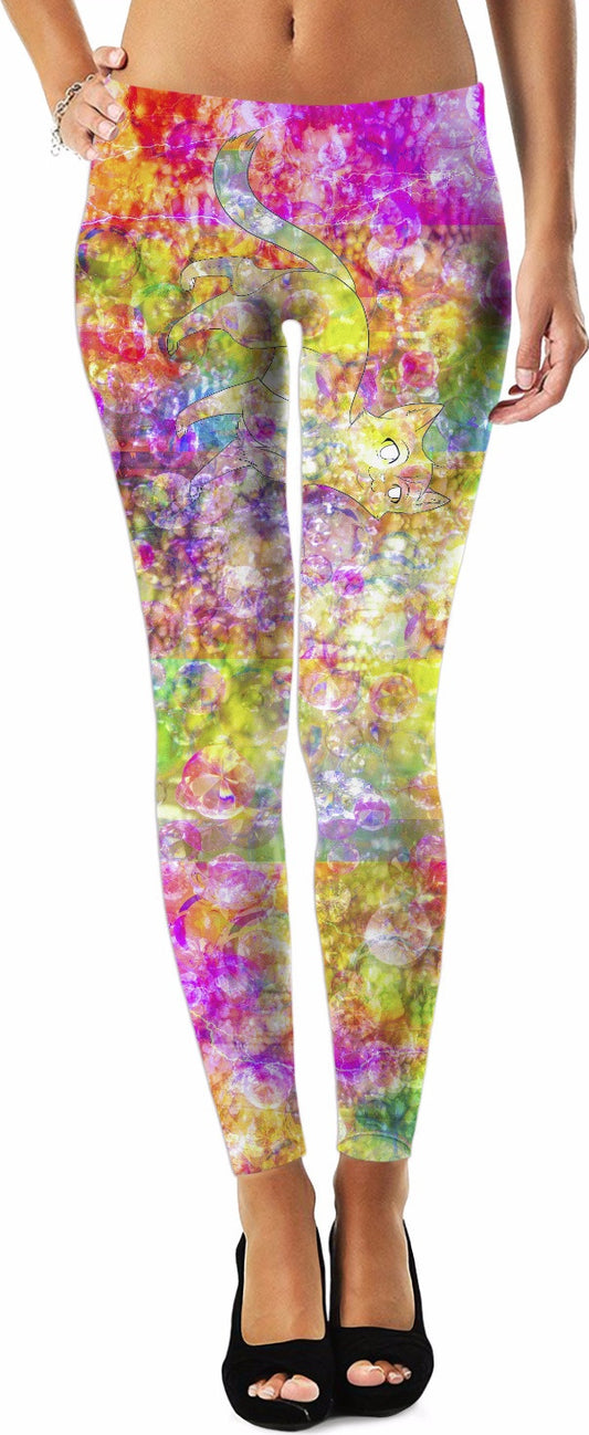 Space Neon Bass Rainbow Kitty Leggings