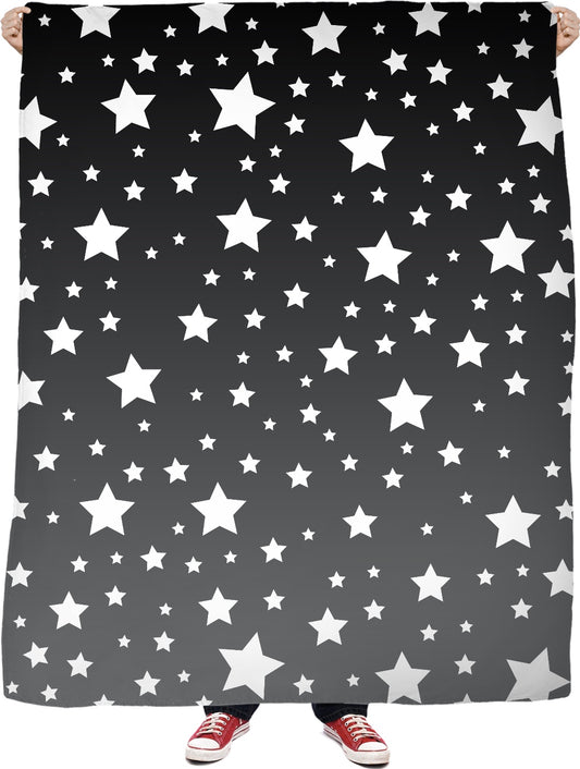 White Stars Grey Ombre Blanket