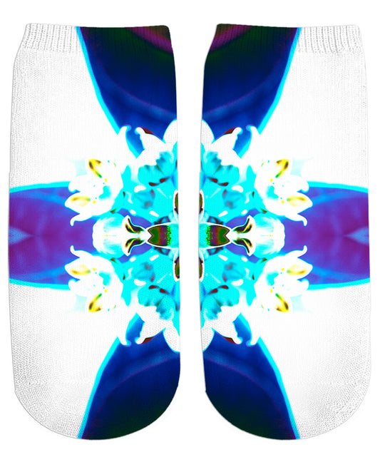 Blue Flower Reflect Ankle Socks