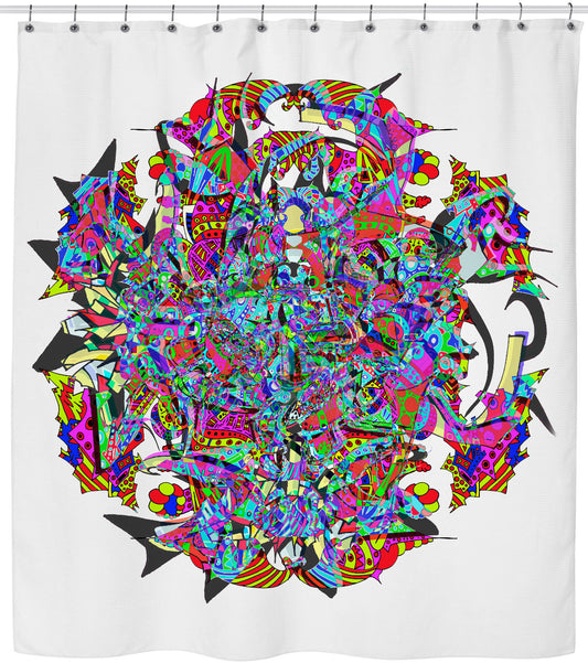 Neon Waffle Monster 12 Shower Curtain