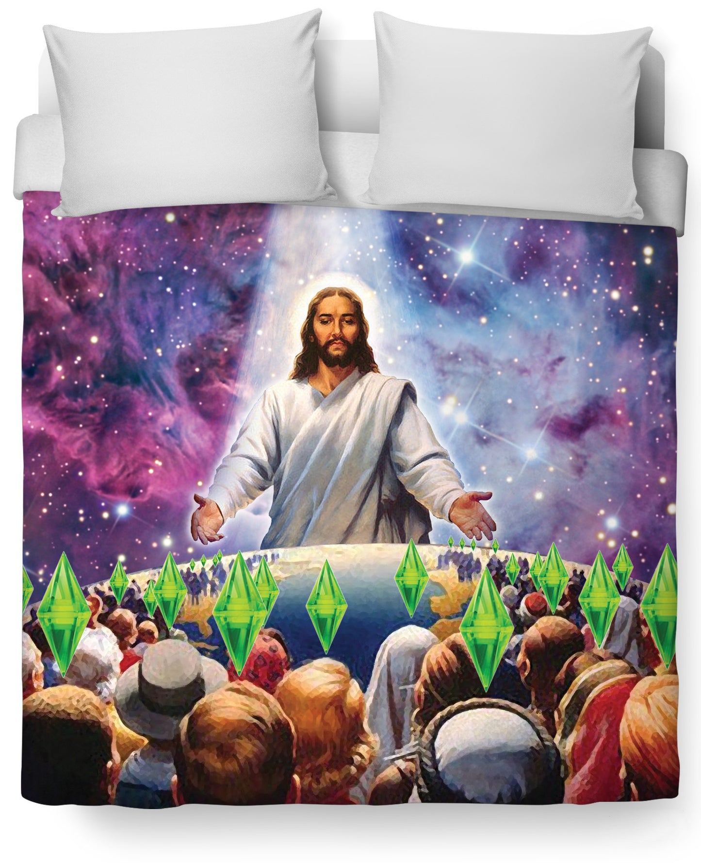 Jesus Died For Your Sims Duvet Cover