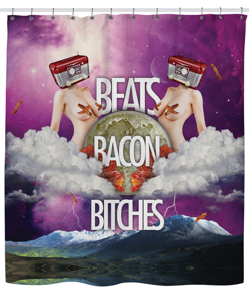Beats Bacon Bitches Shower Curtain