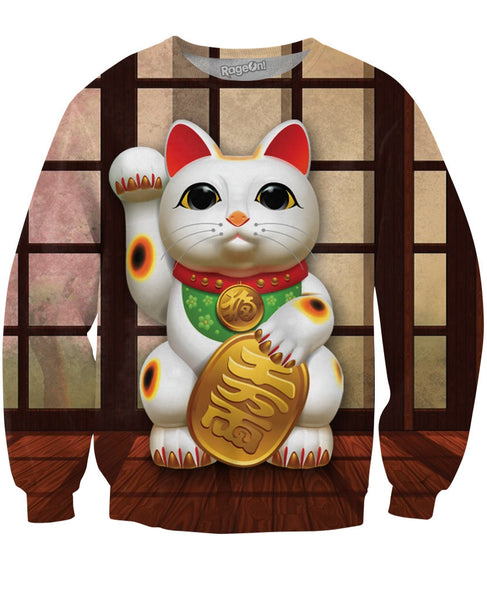 Beckoning Cat Crewneck Sweatshirt