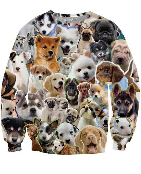 Puppies Collage Crewneck Sweatshirt