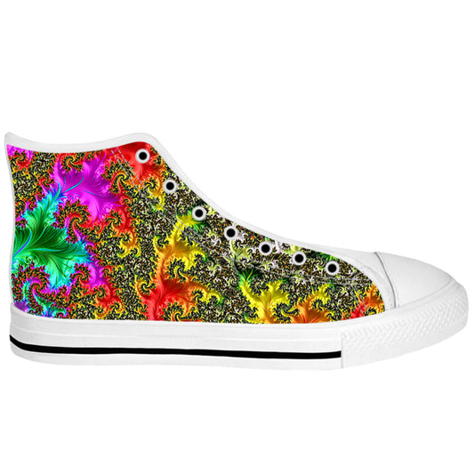 Rainbow Fractal High Top Shoes