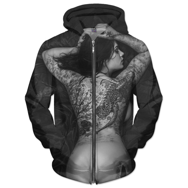 Black And White Girl With The Dragon Tattoo Hoodie