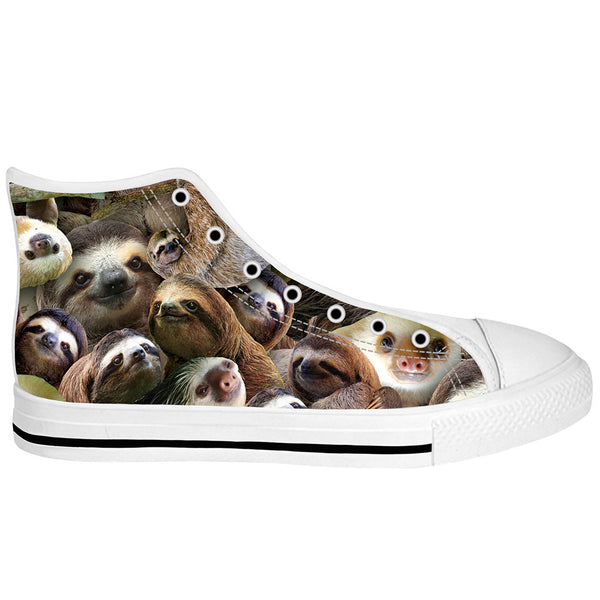 Sloth Collage White Sole High Top Shoes